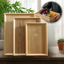 Bandeja Bambu Retangular Café Da Manhã Kit Com 3 Unidades Pestisco Decoração Bandeja Decorativa