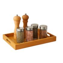 Bandeja Bambu Retangular Decorativa Organizadora Servir Café Peticos 35x24 cm