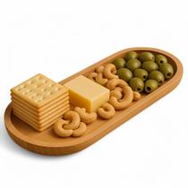 Bandeja Bambu Travessa Oval Decorativa Gamela Para Churrasco