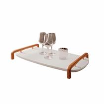 Bandeja Barcelona Decorativa Branco com Detalhes em Metal Cobre Bandeja Barcelona Decorativa Branco com Detalhes em Metal Cobre