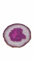 Bandeja Base Platter Pedra Natural Agata 17x16 Rosa e branca