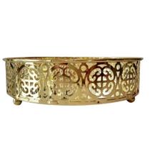 Bandeja Belga 17,5 cm Dourada em metal com espelho - JOLITEX