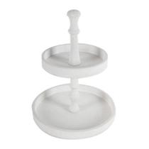 Bandeja Benzara Semy 38 cm, 2 camadas, redonda, com acabamento em madeira branca Bandeja Benzara Semy 38 cm, 2 camadas, redonda, com acabamento em madeira branca