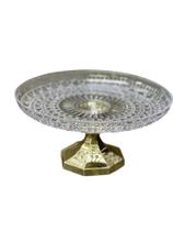 Bandeja Boleira Dourada Metalizada 23,7cm Lapidada Luxo