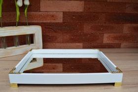 Bandeja Branca Espelho Moderna Luxo Home Decoração Café B174 Bandeja Branca Espelho Moderna Luxo Home Decoração Café B174