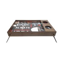 Bandeja Café com Base Dobrável e Porta Copo Tags Coffee Always 48x30x6 Mdf Madeira Adesivado