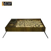 Bandeja Café com Base Dobrável e Porta Copo Tags Coffee Simbolos 48x30x6 Mdf Madeira Adesivado