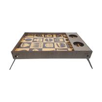 Bandeja Café com Base Dobrável e Porta Copo Tags Snack Time 48x30x6 Mdf Madeira Adesivado