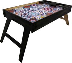 Bandeja Café Da Manhã Com Pés Dobráveis Decoração Mosaico MDF Bandeja Café Da Manhã Com Pés Dobráveis Decoração Mosaico MDF