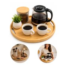 Bandeja Café da Manhã Decorativa Bambu Redonda 30 cm Com Alças Para Servir e Organizar Bandeja Café da Manhã Decorativa Bambu Redonda 30 cm Com Alças Para Servir e Organizar