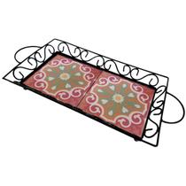 Bandeja Café da Manhã Ferro com 2 azulejos Bandeja Café da Manhã Ferro com 2 azulejos