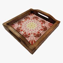 Bandeja Café da Manhã Madeira Maciça com azulejo Bandeja Café da Manhã Madeira Maciça com azulejo
