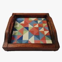Bandeja Café da Manhã Madeira Maciça com azulejo Bandeja Café da Manhã Madeira Maciça com azulejo