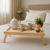 Bandeja Café da Manhã Na Cama De Mesa Para Servir Pés Dobrável Small Em Madeira Pinus