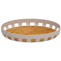 Bandeja Cafe da Manha OU Redonda Bege Lume 5x35x35cm Bambu