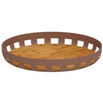 Bandeja Cafe da Manha OU Redonda Marrom Lume 5x35x35cm Bambu