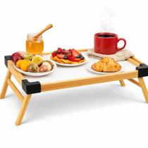 Bandeja Café Manhã Cama Mesa Mesinha Portátil Com Pé Madeira Marrom-claro