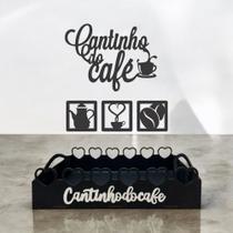 Bandeja Cantinho do Café Com Apliques em MDF Para Decoração Bandeja Cantinho do Café Com Apliques em MDF Para Decoração
