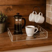 Bandeja Cantinho do Café em Acrílico Transparente com Alças 35x25cm Bandeja Cantinho do Café em Acrílico Transparente com Alças 35x25cm