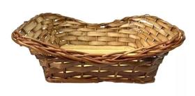Bandeja Cesta De Pães Vime Padaria Retangular Palha Ref 690