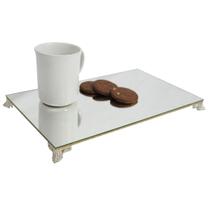 Bandeja Clássica Retangular Espelhada Pé Babilonia Pequeno Niquelada 28x20 MDF Madeira Bandeja Clássica Retangular Espelhada Pé Babilonia Pequeno Niquelada 28x20 MDF Madeira