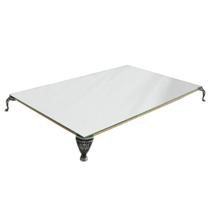 Bandeja Clássica Retangular Espelhada Pé Grande Prata Velho 30x18 MDF Madeira Bandeja Clássica Retangular Espelhada Pé Grande Prata Velho 30x18 MDF Madeira