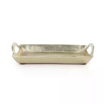Bandeja com alça decorativa em aluminio dourado 21cm