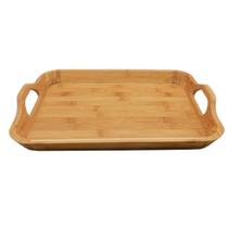 Bandeja Com Alça Retangular Bambu 41x27cm - Decora