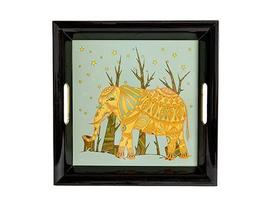 Bandeja Com Alças Decorativa Laqueada Mod. Elefante 36x36x4,5cm Bandeja Com Alças Decorativa Laqueada Mod. Elefante 36x36x4,5cm