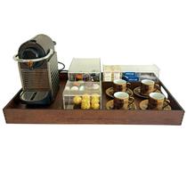 Bandeja com divisórias cantinho do café completo 4 peças com organizadores de acrílico e bandeja