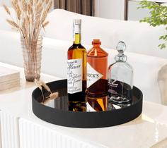 Bandeja Com Espelho Luxo Andiroba Decorativa - Preto Bandeja Com Espelho Luxo Andiroba Decorativa - Preto