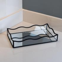 Bandeja com Espelho Lyor Ocean 15cm x 25cm x 4cm Preta Metal