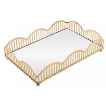Bandeja com espelho wave 21x14x4cm dourada metal Bandeja com espelho wave 21x14x4cm dourada metal