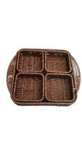 Bandeja Com Organizadores Marrom em Rattan Artificial 6x33x27cm - The Home