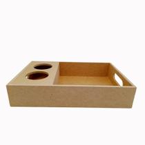 Bandeja com Suporte para 2 Garrafas Mdf Cru Presente