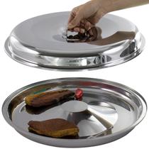 Bandeja Com Tampa E Alça De Aço Inox 40cm Para Servir Guardar Alimentos 3 Litros Bandeja Para Carnes Saladas Massas Sobremesas Tapa Recipientes