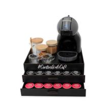 Bandeja Comoda 2 Gavetas Porta Cápsula Café Dolce Gusto Preta - Box Fan