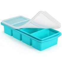 Bandeja congeladora Uozuke Silicone 1 xícara com tampa para armazenamento de alimentos Aqua Bandeja congeladora Uozuke Silicone 1 xícara com tampa para armazenamento de alimentos Aqua