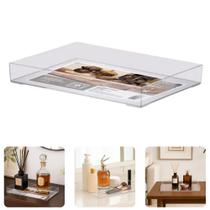 Bandeja Cristal Transparente Acrílico Retangular Servir Decorar Organizar 25cm Multiuso Porta Objeto