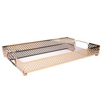 Bandeja de 32cm com espelho Marbella dourado metal Wolff Mesa - 61893