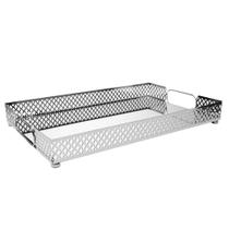 Bandeja de 32cm com espelho Marbella prateada metal Wolff Mesa - 61889