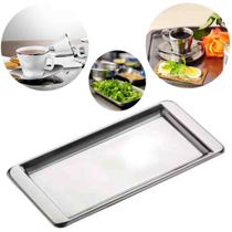 Bandeja de Aço Inox Cafe da Manha Salada Retangular Multiuso