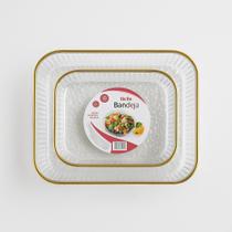 Bandeja de Acrilico com Borda Dourada Redonda ou Retangular - Kit 2 Peças Bandeja de Acrilico com Borda Dourada Redonda ou Retangular - Kit 2 Peças