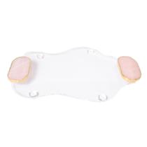 Bandeja De Acrílico Com Pedra Quartzo Rosa Claro Com Borda Banhada Ouro 24K M Bandeja De Acrílico Com Pedra Quartzo Rosa Claro Com Borda Banhada Ouro 24K M