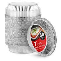 Bandeja de alumínio descartável para sua casa, redonda de 7 polegadas (pacote com 50)