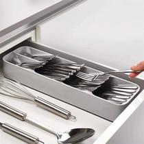 Bandeja de armazenamento de talheres retrátil utensílios de mesa organizar caixa de faca titular colher garfo gaveta rec