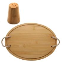 Bandeja de bambu 33x23 com pegador mais saleiro e pimenteiro Bandeja de bambu 33x23 com pegador mais saleiro e pimenteiro