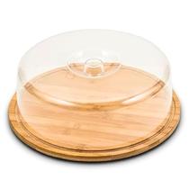 Bandeja de Bambu com Tampa de Acrílico Boleira Bolo Queijeira Torta Porta Frios Bandeja de Bambu com Tampa de Acrílico Boleira Bolo Queijeira Torta Porta Frios