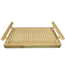 Bandeja de Bambu e Palhinha com alça 35cm x 20cm x 7,5cm - Mimo Style