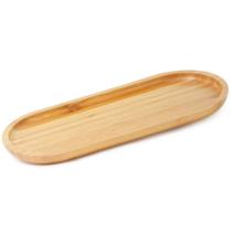 Bandeja De Bambu Oval Multiuso Banheiro Petisqueira 34cm